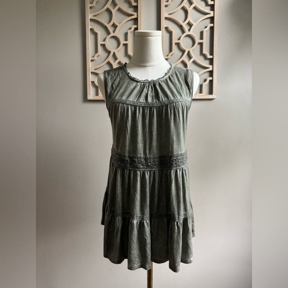 Knox Rose Sleeveless Pull Over Top Womens Small Gray/Green Stretch Boho Tank